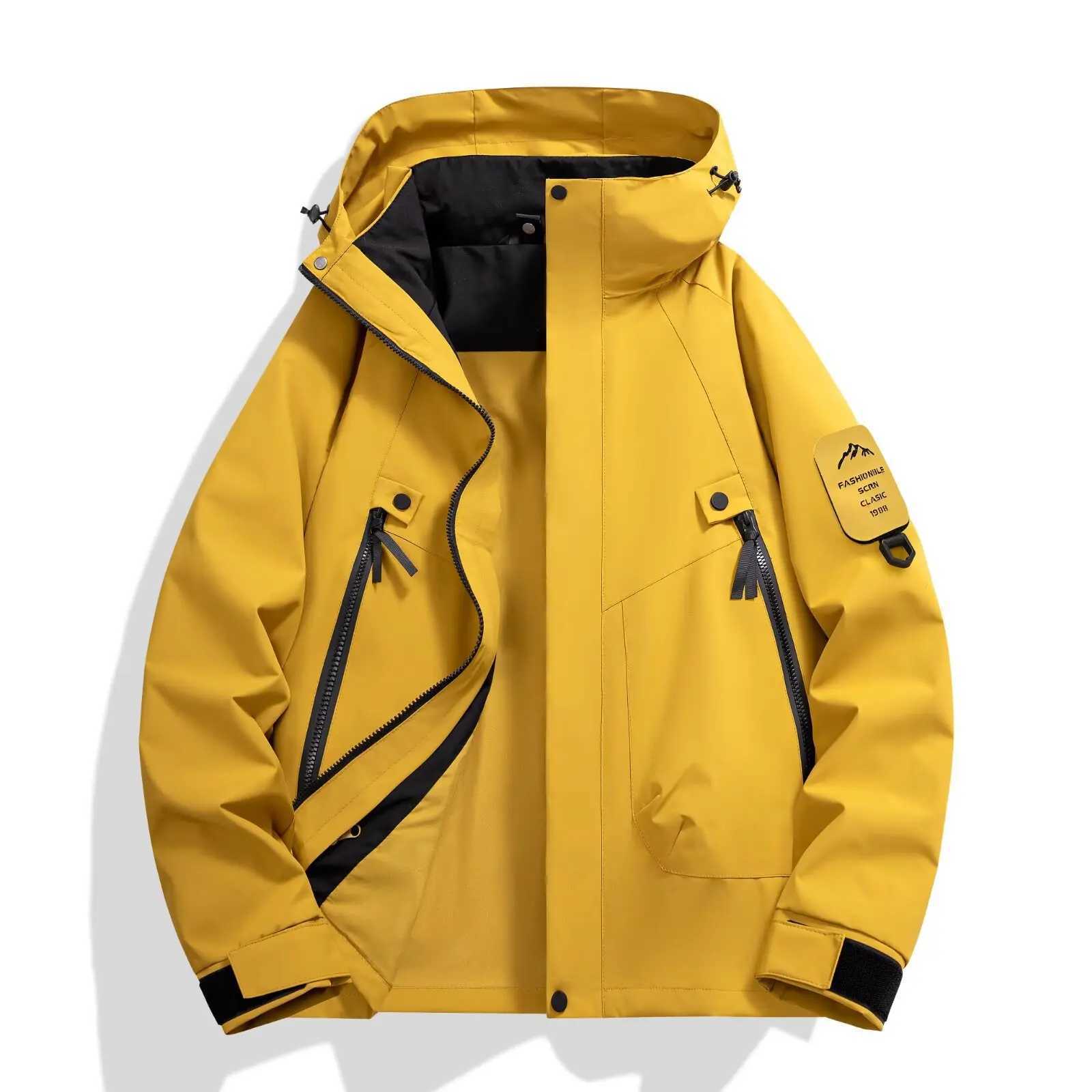 Mens Windproof Waterproof Outdoor Raincoat Spring Autumn Lightweight Hiking Hooded Casual Windbreaker Coat M260325