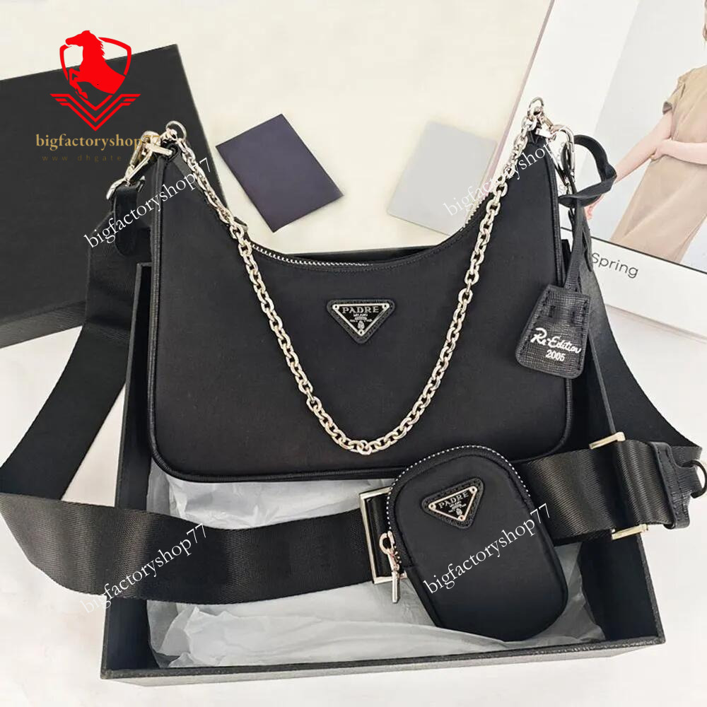 Designer Bag Crossbody Bag Shoulder Bag Handbag Three In One Nylon Bag High Quality 2005 Crossbody Bag Womens Classic Half Moon Bag Black Nylon Handbag Luxury