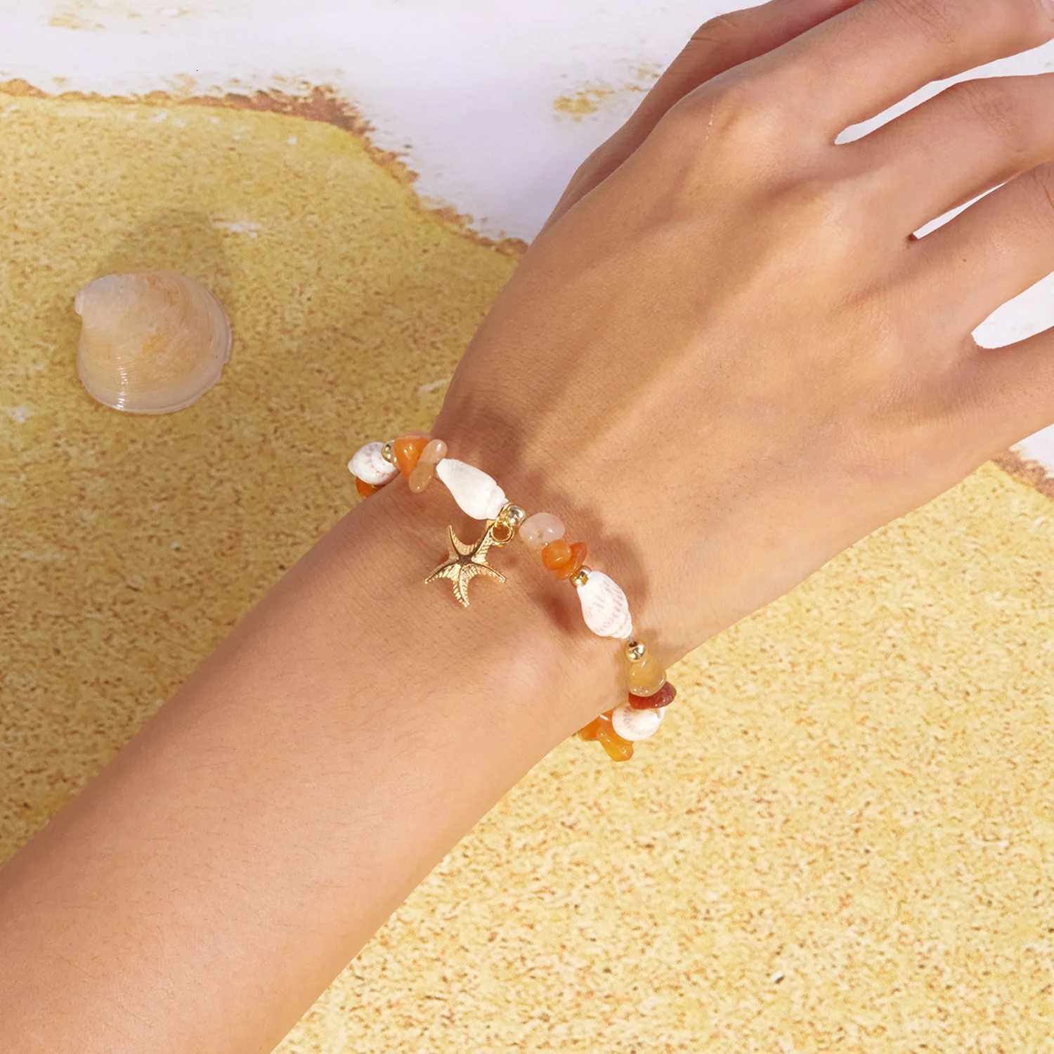 Bohemian Starfish Conch Beads For Women Handmade Irregular Stone Beaded Bangles Beach Party Friendship Jewelry Gift H260325 - view 4