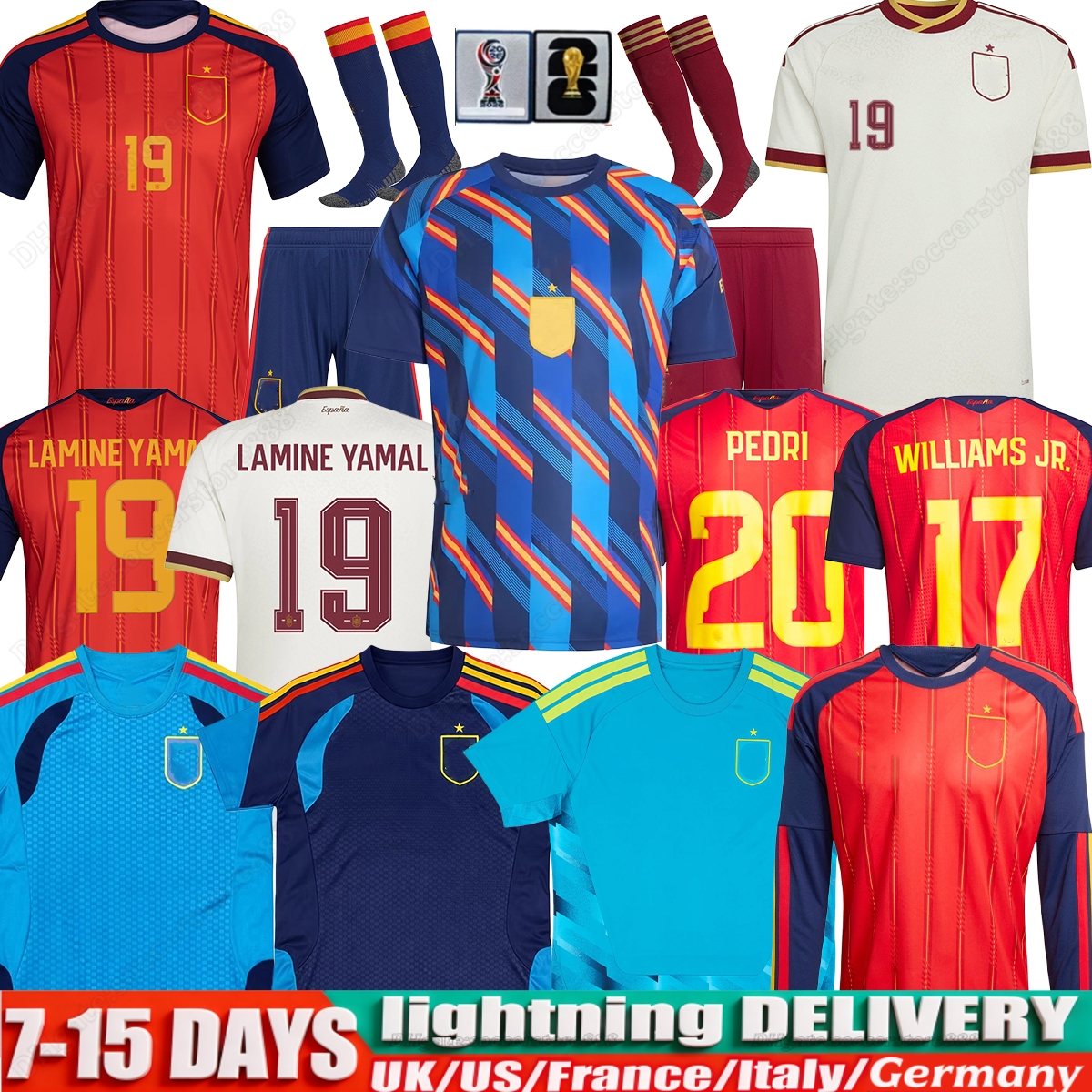 2024 25 26 Hommes Kid Kit Espana Football Shirt Espagne Torres Rodrigo Pedri Lamine Yamal Morata Away Team Maillot Camiseta Player Edition Fans version Soccer Jersey