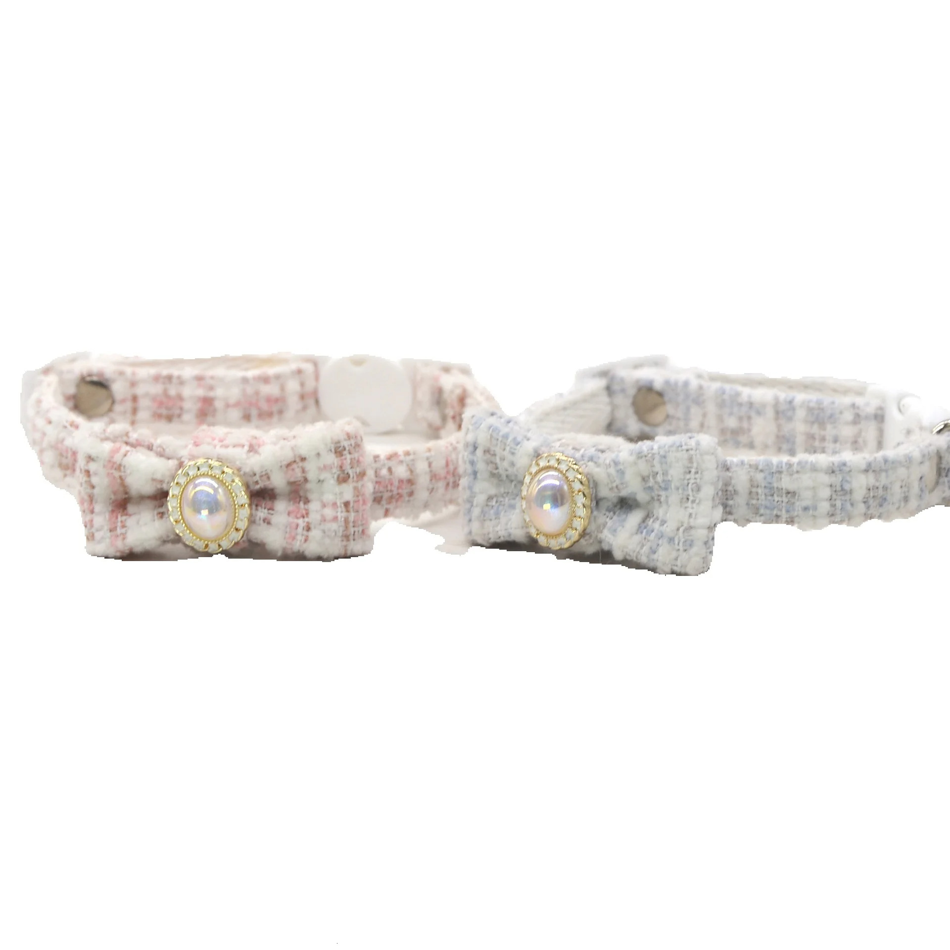 Pet Collar Adorable Princess Style Bowknot With Pearl In Center Adjustable Anti Suffocation Soft For Small Dogs And Cats