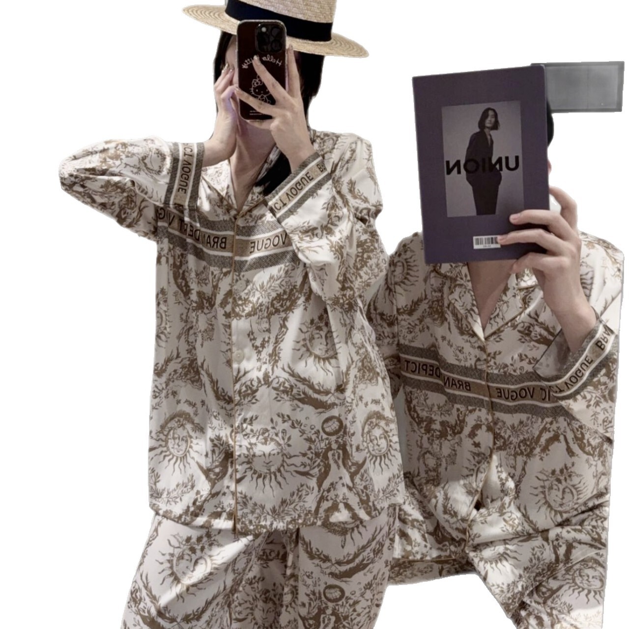 Couple Pajamas Design Homewear Set Ice Silk Light Luxury High End Fashion Letter Print Sun Jungle Soft Smooth Comfortable