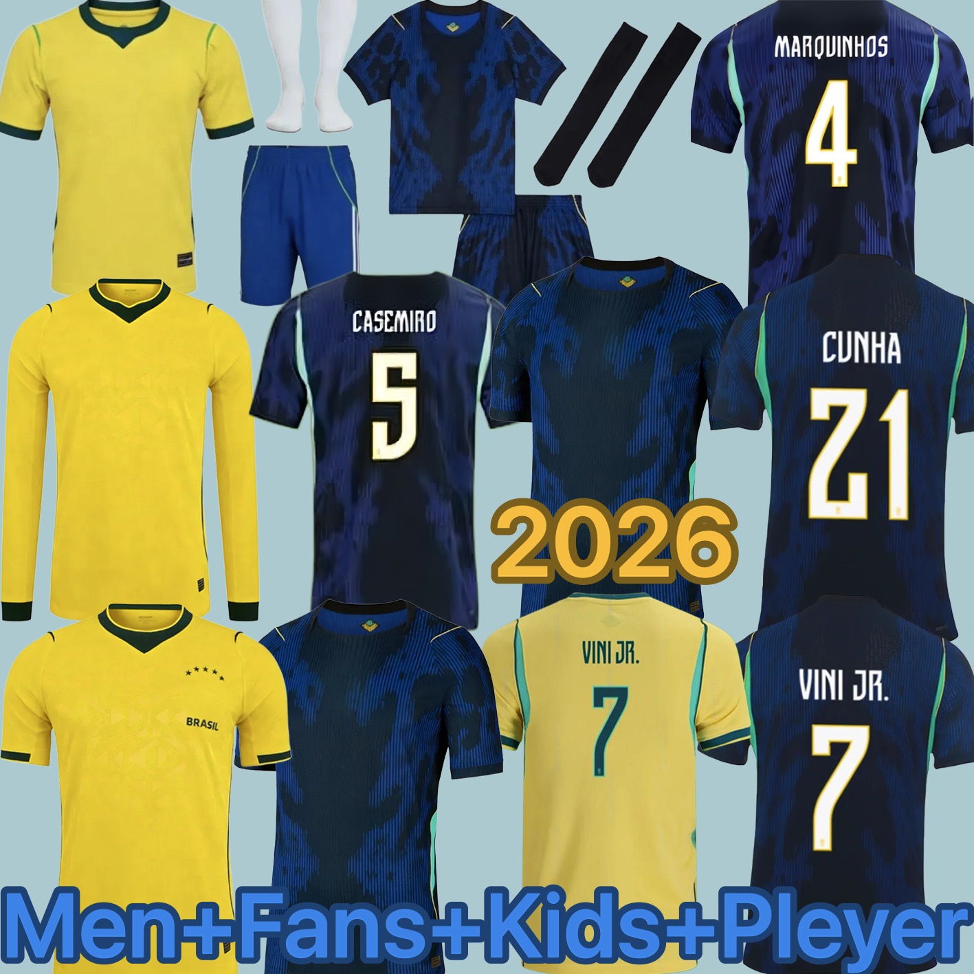 2026 BraziL Soccer Jersey 26 27 Copa America Cup NEYMAR VINI JR Paqueta Raphinha BrasIL National Team Football Shirt JESUS Special 2026 Mens Kids Kit Sets FRED