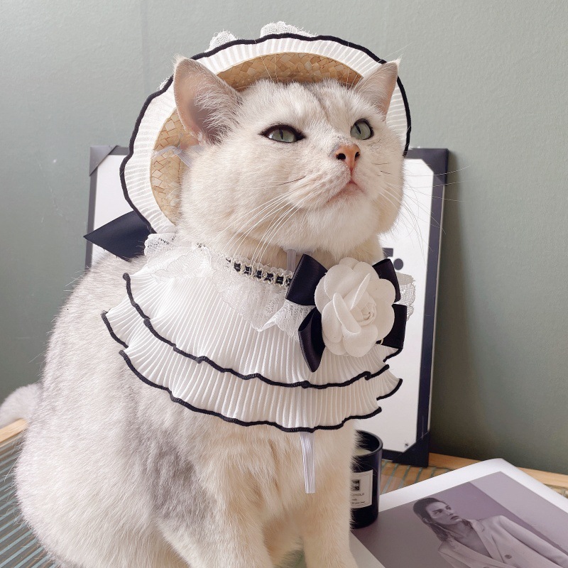 Pet Collar Elegant Scarf For Ragdoll Cats Bowknot Bib For Dogs Camellia Style Neck Decoration Soft Comfortable