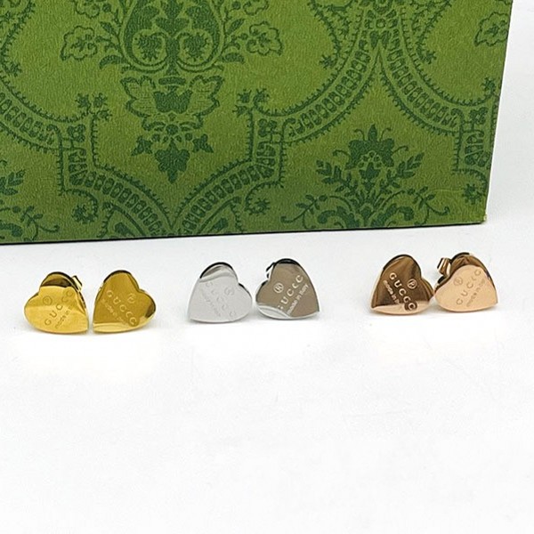 Small size 12mm*12mm high mirror girls original designer Flat heart G stud Titanium Steel 18k Gold silver rose women love engrave earrings wedding party jewelry