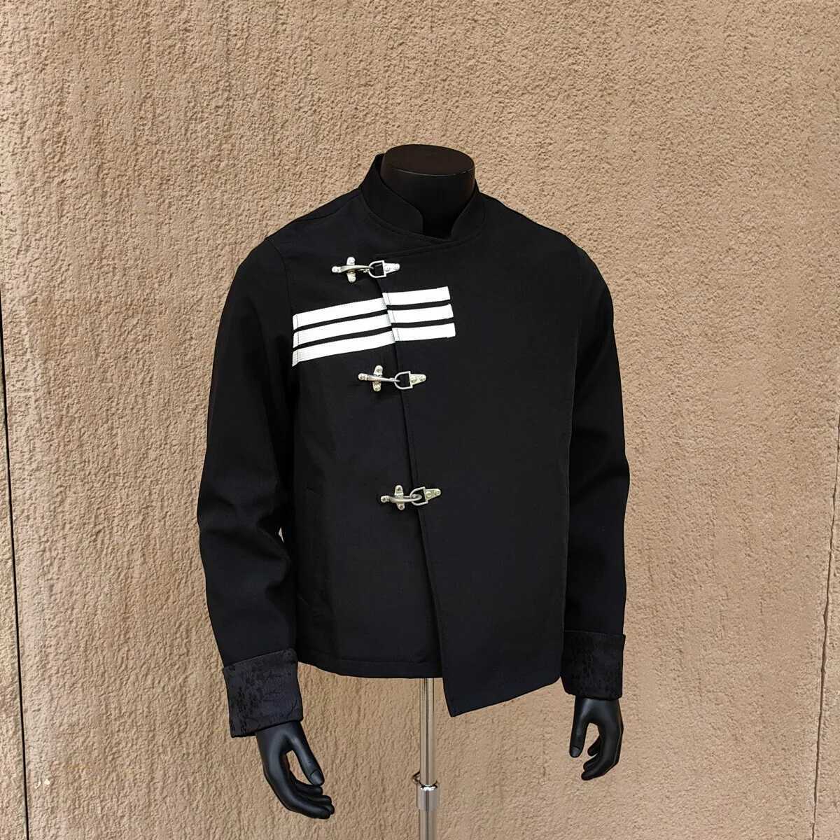 MWJLPWQ Stripes Design Jacket Male New Chinese Style Stand Collar Niche Streetwear Loose Texture Metal Buckle Vintage Tops 11159 C260325