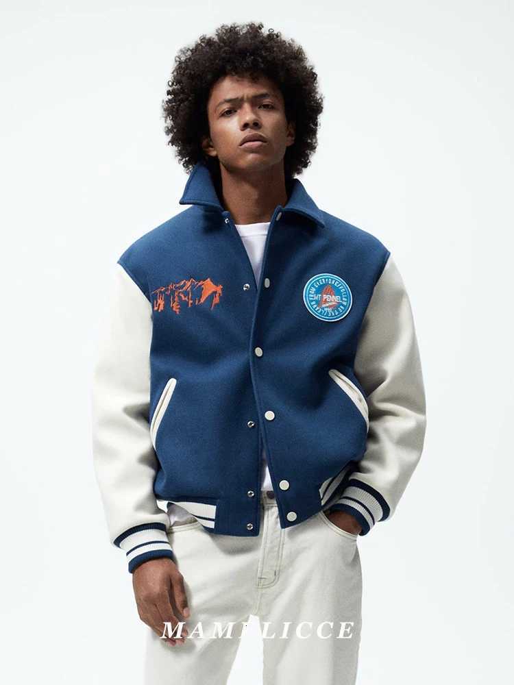 MAMELICCE Original design American vintage embroidered jacket fall and winter mens woolen clip baseball jackets Mens Clothing C260325