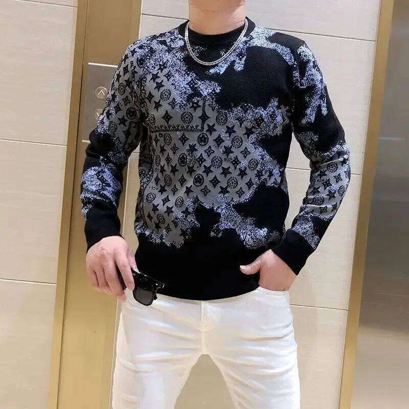 New Autumn/Winter Korean Style Round Neck Slim Fit Pullover Sweater With Letter Print Jacquard Knitwear, Long Sleeve