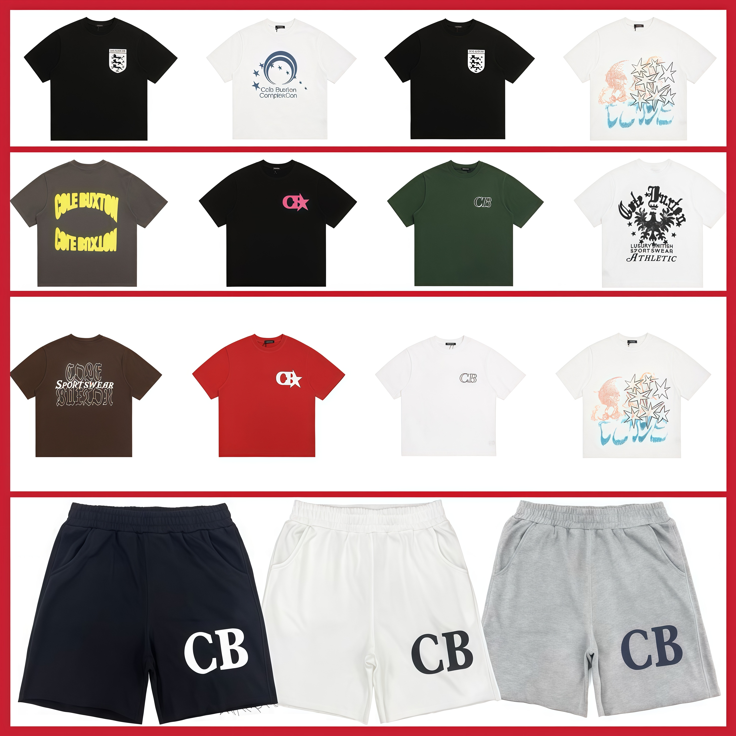 coleshirts designer shirts coleshirts shorts Men and Women T-Shirts tops Shorts shirts tracksuit Summer Letter Graffiti Black White Navy Fashion Trendy UK Size S-XL