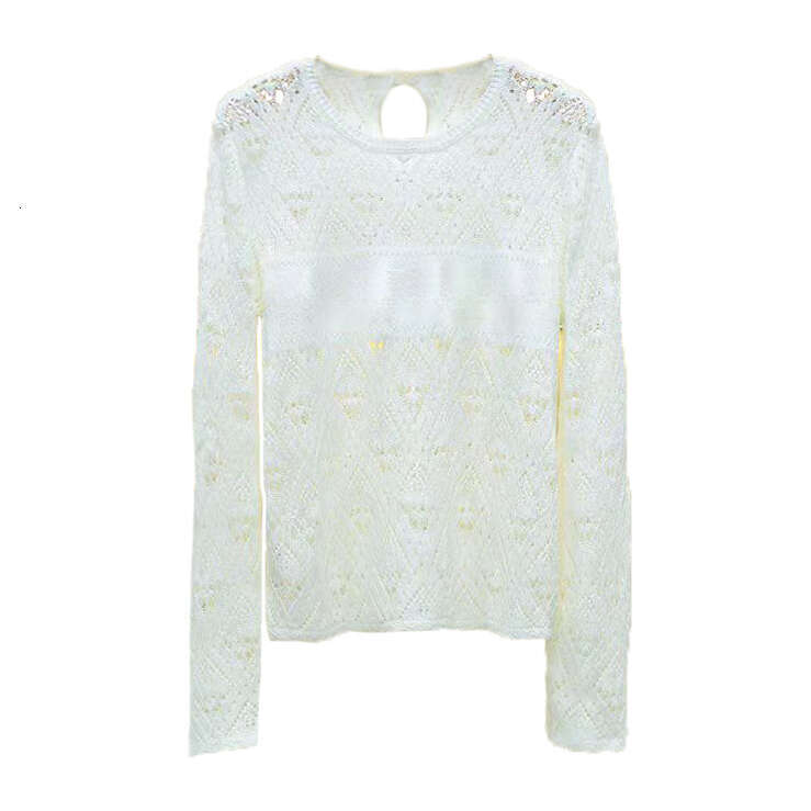 2026 Spring New Designer Fashion A5 Elegant Hollow Brand Same Round Neck Off Shoulder Long Sleeve Knitted Sweater