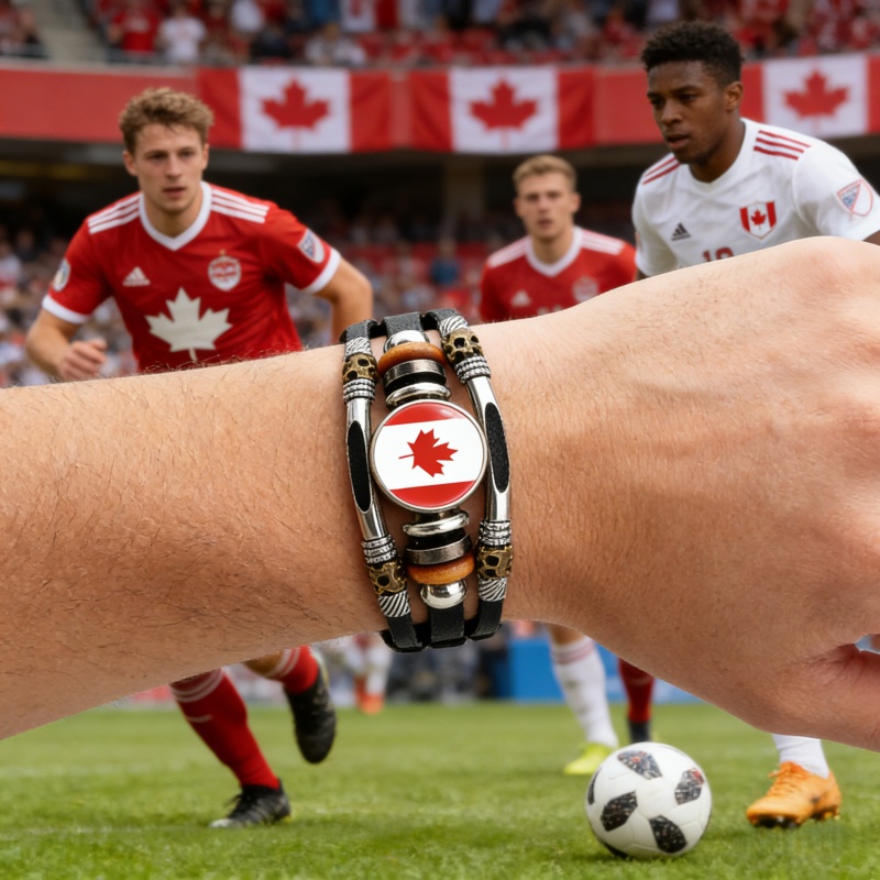 America Canada Spain National Flag Wrap Bracelet Football Match Handmade Charm Bracelets & Bangles Leather World Cup Chain Men Jewelry wholesales drop