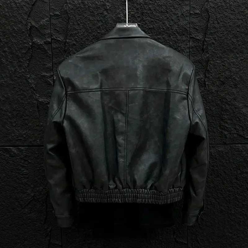 This New Autumn Trendy American Retro Jacket for Men with A High-end Motorcycle Feel and Airplane Buttons Is Stylish and Cool C260325