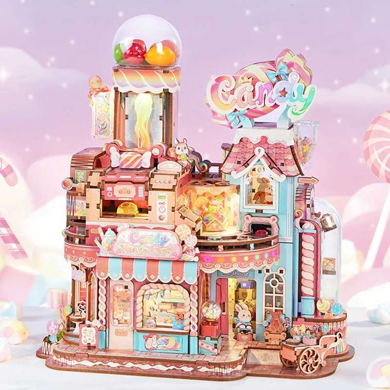 Candy Workshop 3D Wooden Puzzles Wooden Music Box Christmas Wooden Model Kits Build Gifts for Kids Adults Christmas Gifts X260325