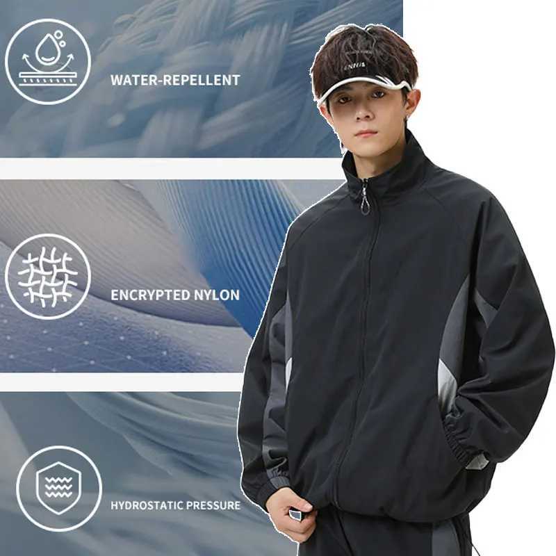 Unisex Hiking Women Patchwork Waterproof Wear-Resistant Camping s Male Outdoor Mountaineering Stand Collar Coats M260325