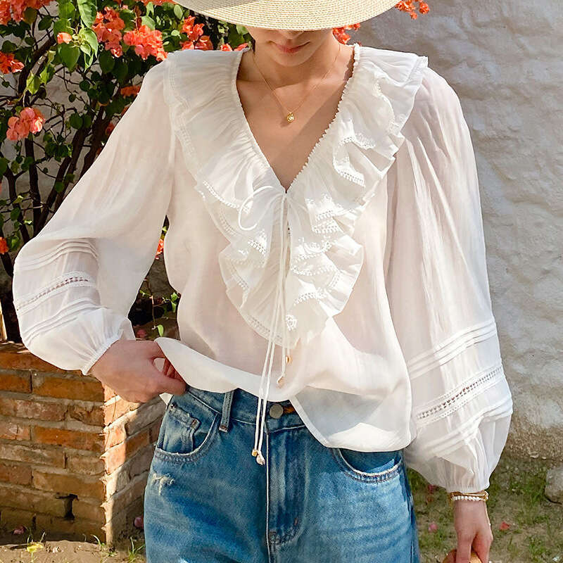 2026 A5 Spring New Designer Fashion White French Shirt Long Sleeve Elegant Style Women's