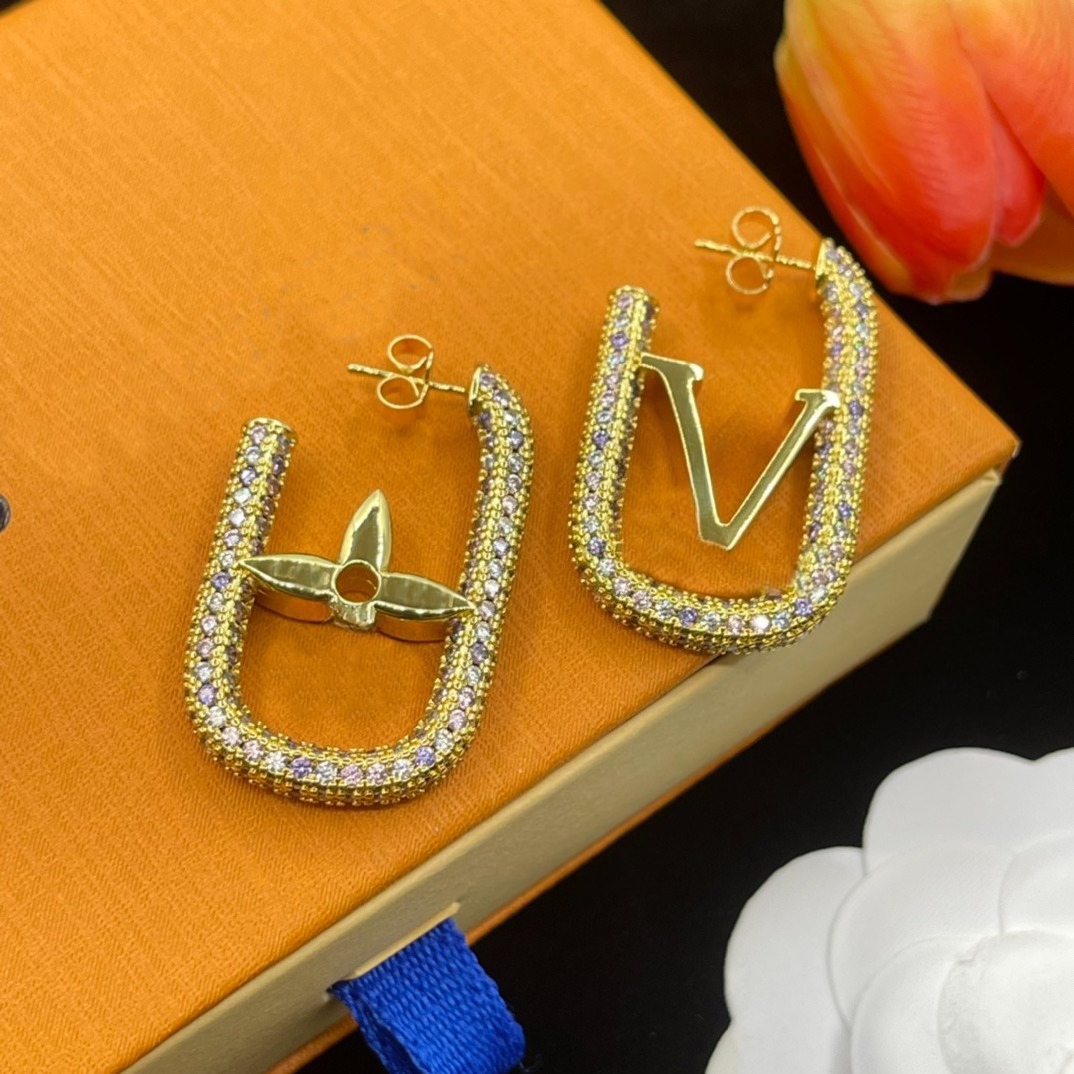Big Gold Hoop Letter Earring for Women Luxury Stud Ear Studs Designer Earring Valentines Day Gift Bride Wedding Party Jewelry Accessories