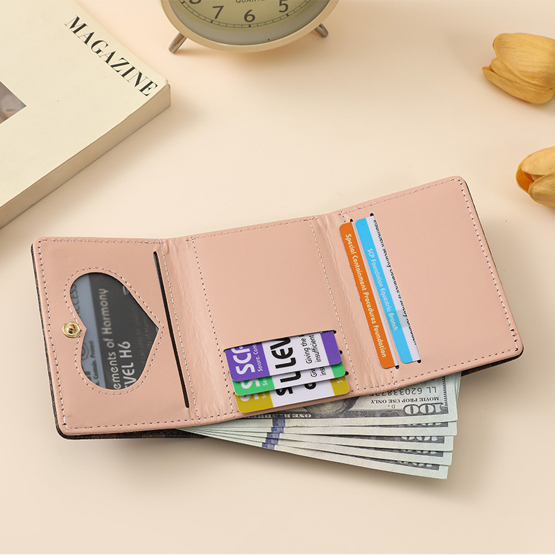 Ladies Short Wallet, New Tri-fold Card Holder, Vintage Classic Printed Coin Purse, Fashionable Ins Portable Stylish Card Wallet, Multifunctional Light - view 4