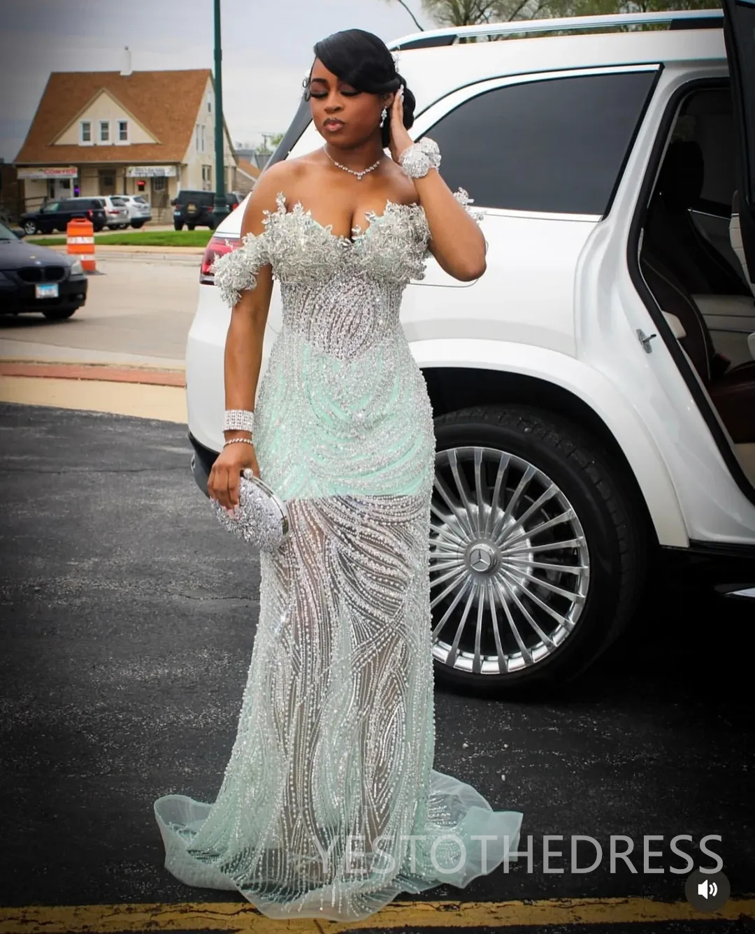 Mint Mermaid Aso Ebi Prom Dresses 2026 Sweetheart Crystals Beaded Evening Formal Party Second Birthday Engagement Gowns Plus Size Dress For Occasions 