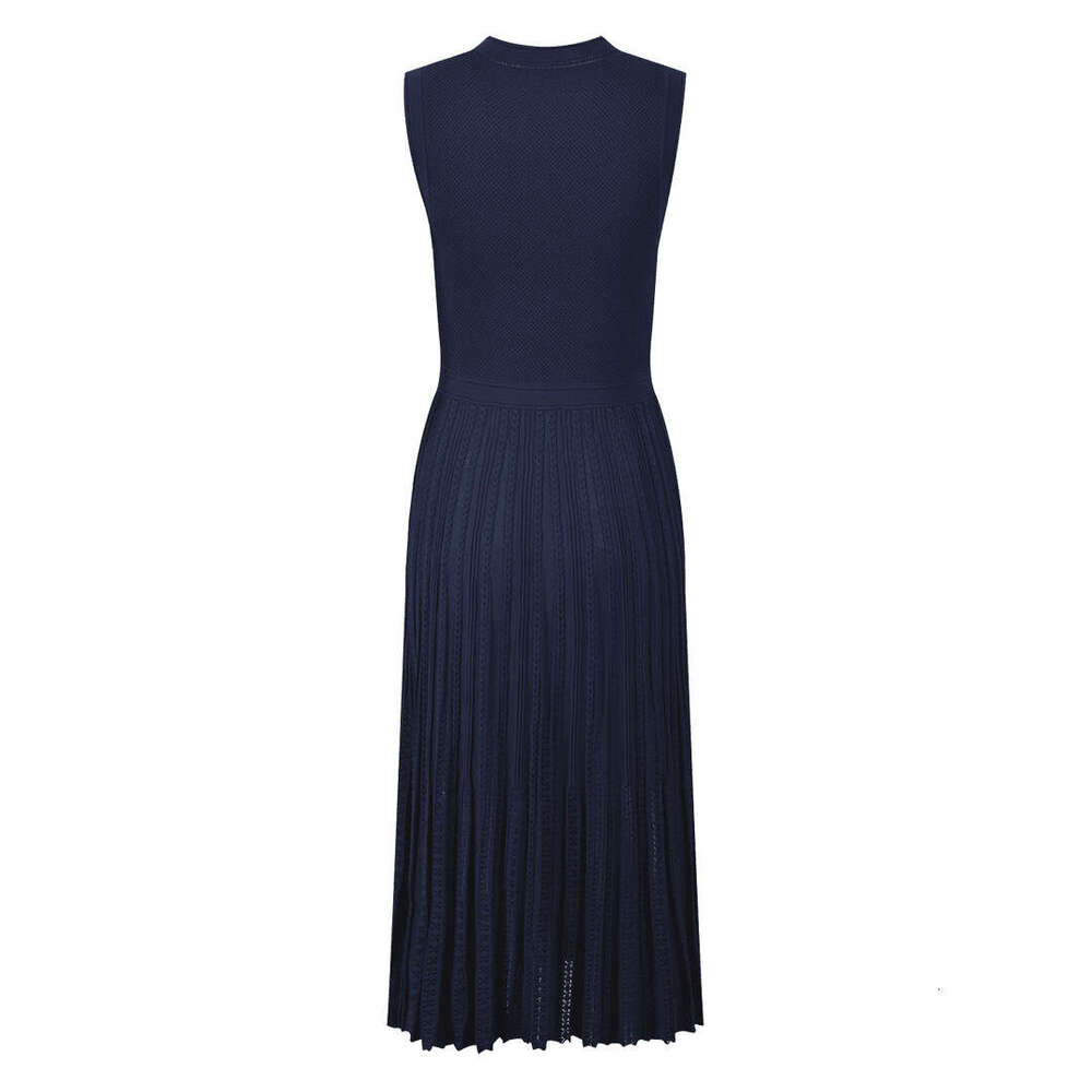 2026 Summer New Designer Elegant Business Casual Single breasted Knitted Sleeveless k30 Women's Long Skirt