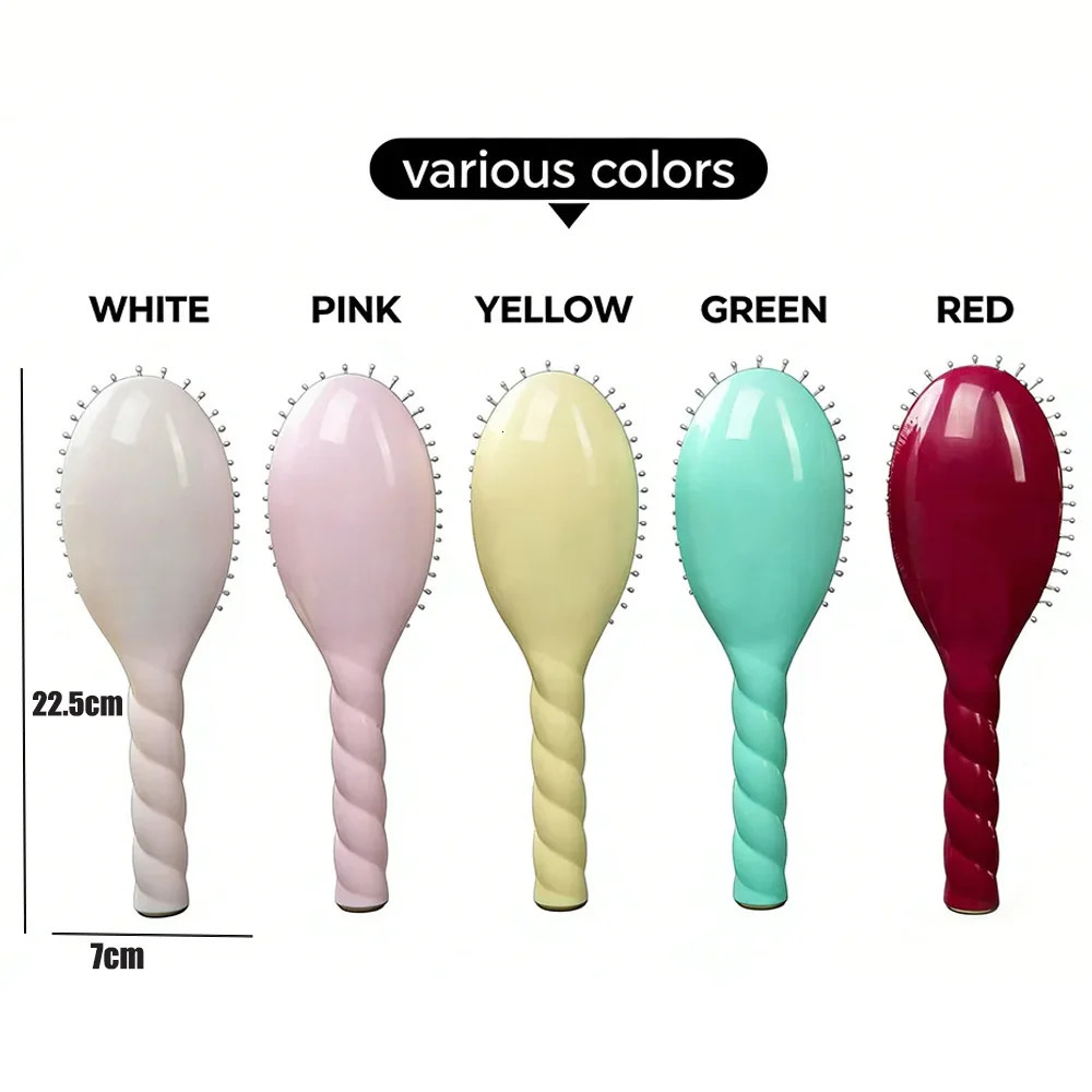 Macaron Large Size Boar Bristle Hair Brush Air Cushion Comb - Scalp Massage Detangling Hair Care Styling Tool 260325