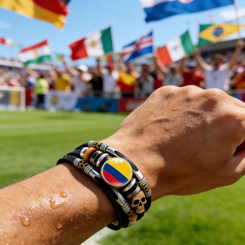 America Canada Spain National Flag Wrap Bracelet Football Match Handmade Charm Bracelets & Bangles Leather World Cup Chain Men Jewelry wholesales drop
