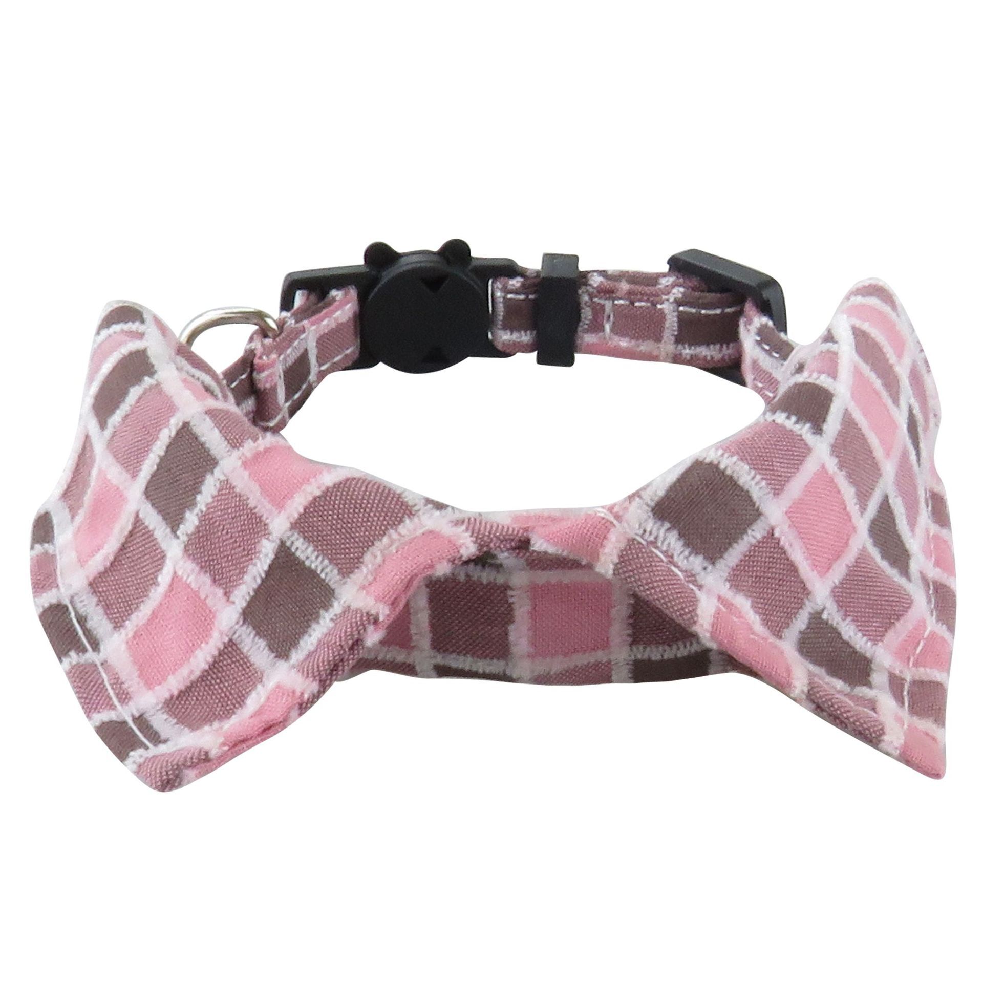 Pet Harness British Style Plaid Collar Cute Bow Tie Design Plastic Buckle Safe Comfortable For Cats And Small Dogs