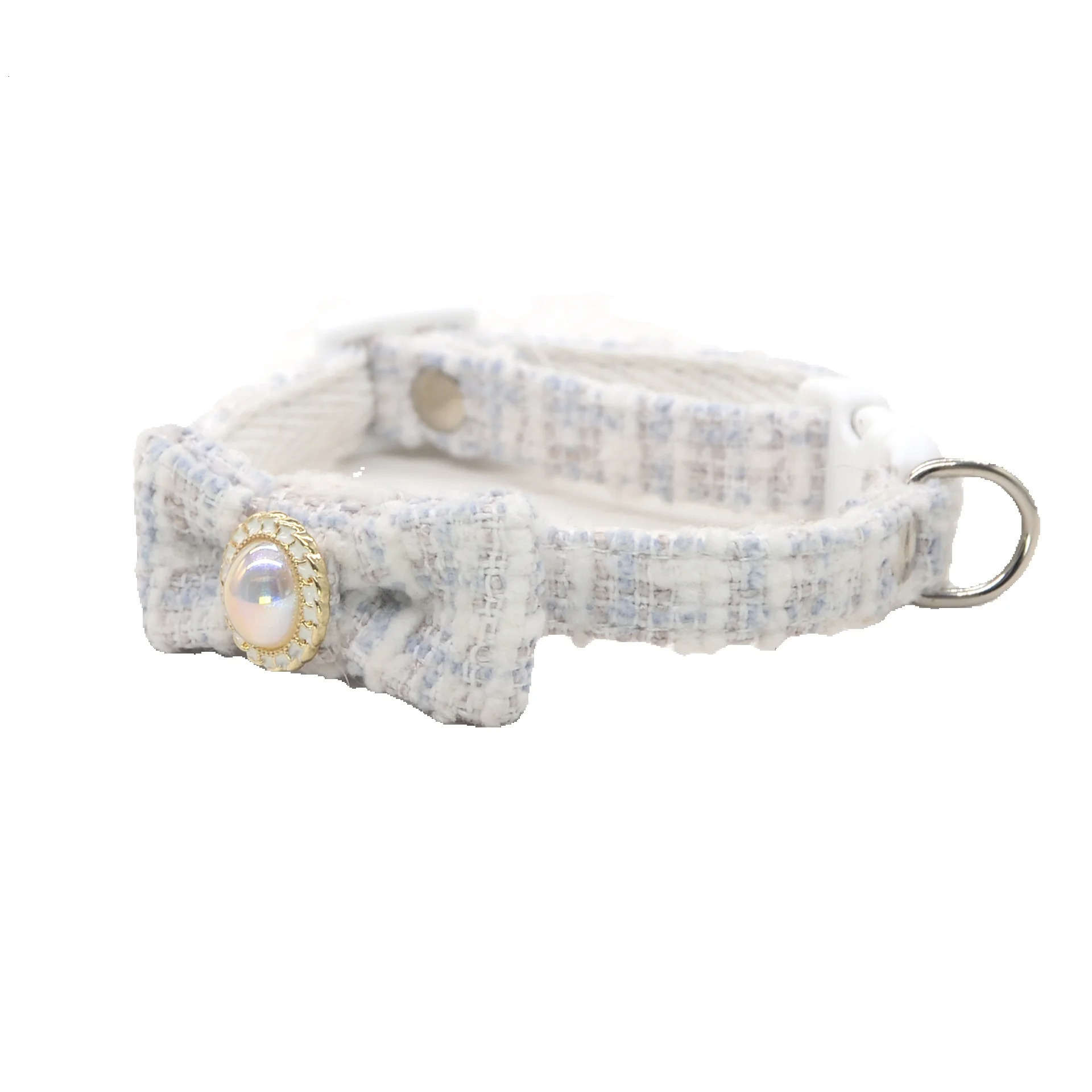 Pet Collar Adorable Princess Style Bowknot With Pearl In Center Adjustable Anti Suffocation Soft For Small Dogs And Cats