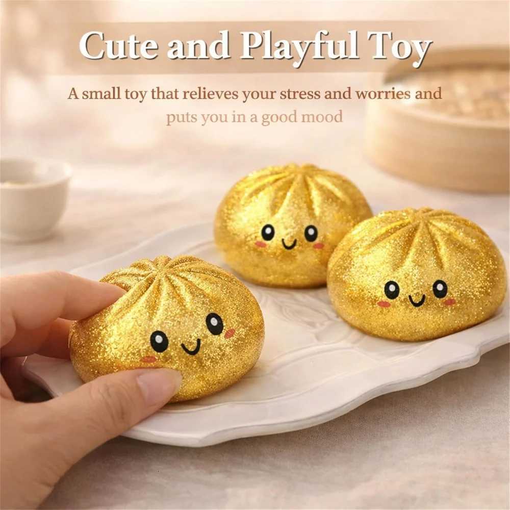 Glitter Dumpling Squishies Upgrade Squishy Dumplings Stress Balls Soft Squeezy Dough Ball with Steamer Stress Relief Desk Toy Z260325