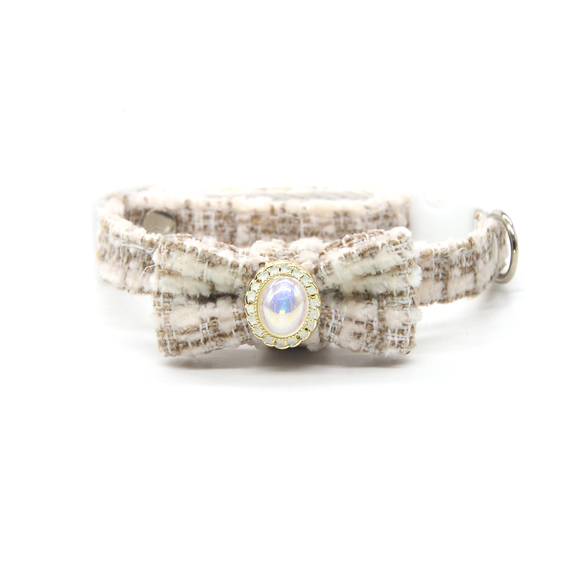 Pet Collar Adorable Princess Style Bowknot With Pearl In Center Adjustable Anti Suffocation Soft For Small Dogs And Cats