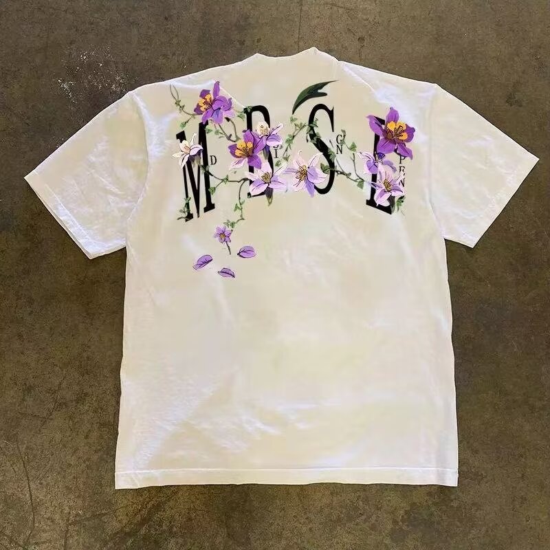 Men's American Streetwear Vintage T-Shirts | Summer High-Street Vine & Floral Graphic Casual Tees