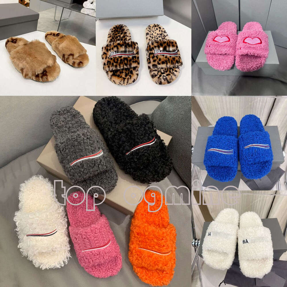 Designer Luxury Fur Slide Sandal Furry Slipper Open Mules Fall Winter Homewear Pool Slide Men Women Footwear Paris Comfortable Fuzzy Flip Flop Fluffy Wool 35-45 Size