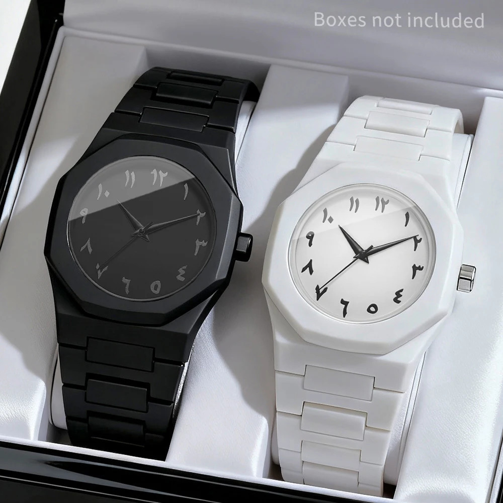 2PCS Fashion Men Quartz Watches Set Casual Plastic Band Man Sports Wristwatch Reloj HombreWithout Box 260325