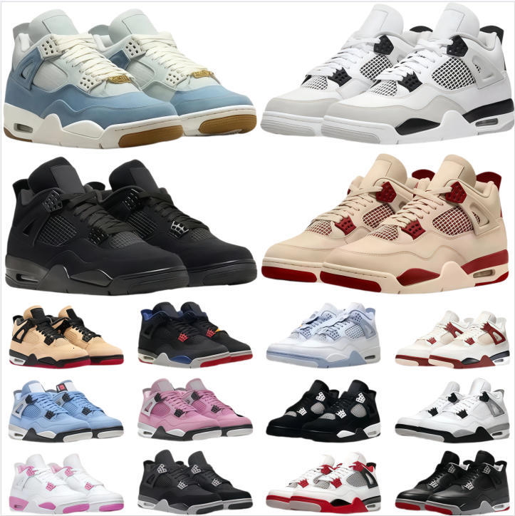4s Basketball Shoes Toro Bravo Pale Black Cat 2025 Thunder Sulfur Sail Sierra Red Military Bred White Cement Laker Imperial Purple Flight Club Trainer j4