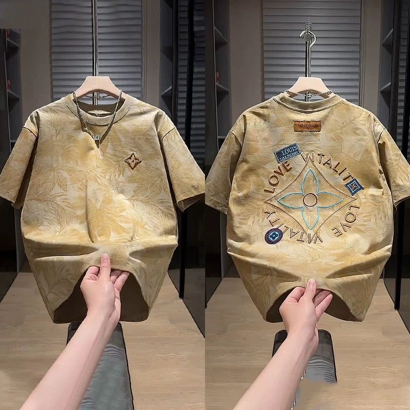 Men's 2026 Summer New Arrivals Streetwear Cool Embroidered Graphic Tees | Fashion Oversized Casual Short Sleeve T-Shirts