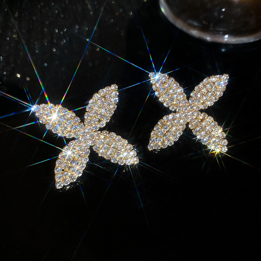 Silver needle diamond-studded flower European and American cross-border unique exaggerated earrings, light luxury high-end earrings with a niche desig - view 7