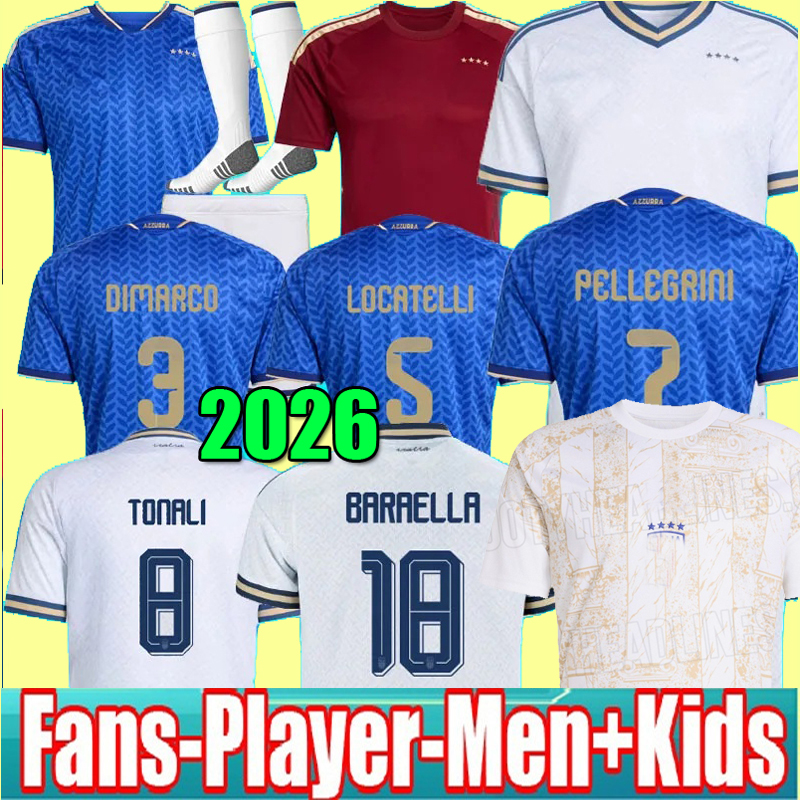 S-4XL 2026 ItalyS Soccer Jersey PELLEGRINI Home away goalkeeper RETEGUI football BARELLA italie Men women kids kit football shirt TONALI FRATTESI DONNARUMMA