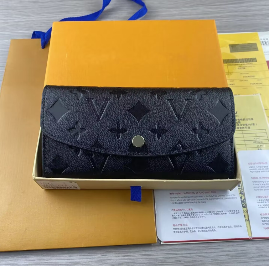 Fashion Designer Wallet Luxurys Women Short Purse Embossed Flower Letters Wallets Credit Card Holders Ladies Plaid Money Clutch Bags with Orange Box