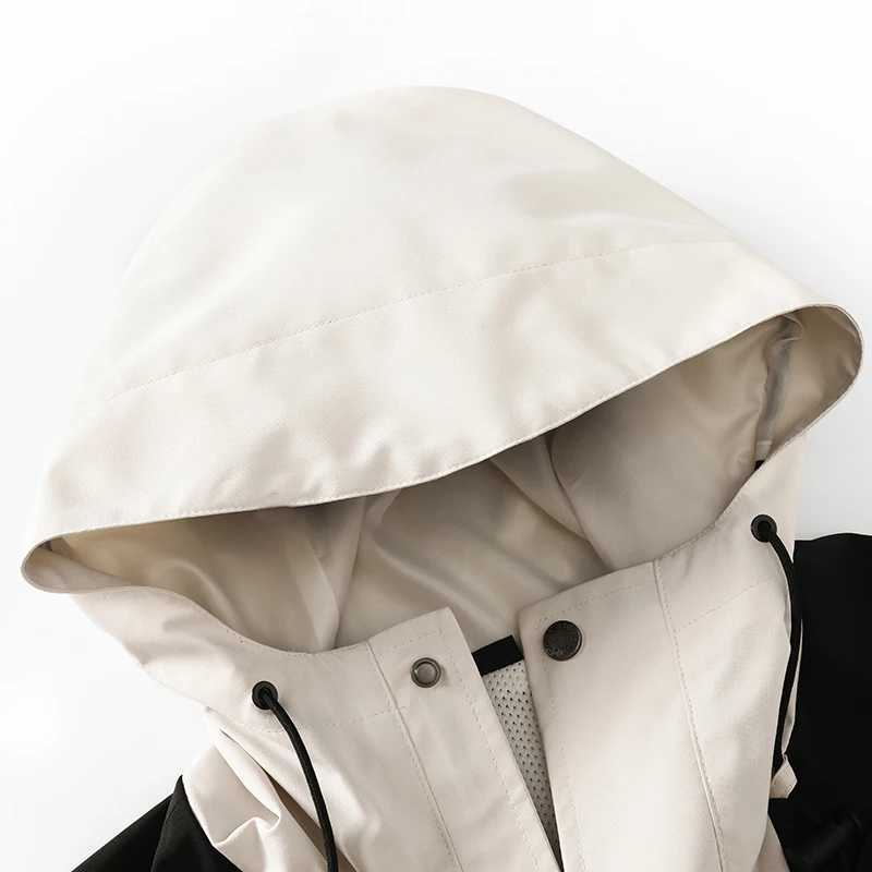 CHRLCK Mens Waterproof Hiking s Women Windproof Splicing Windbreakers Fashion Fishing Camping Trekking Unisex M260325