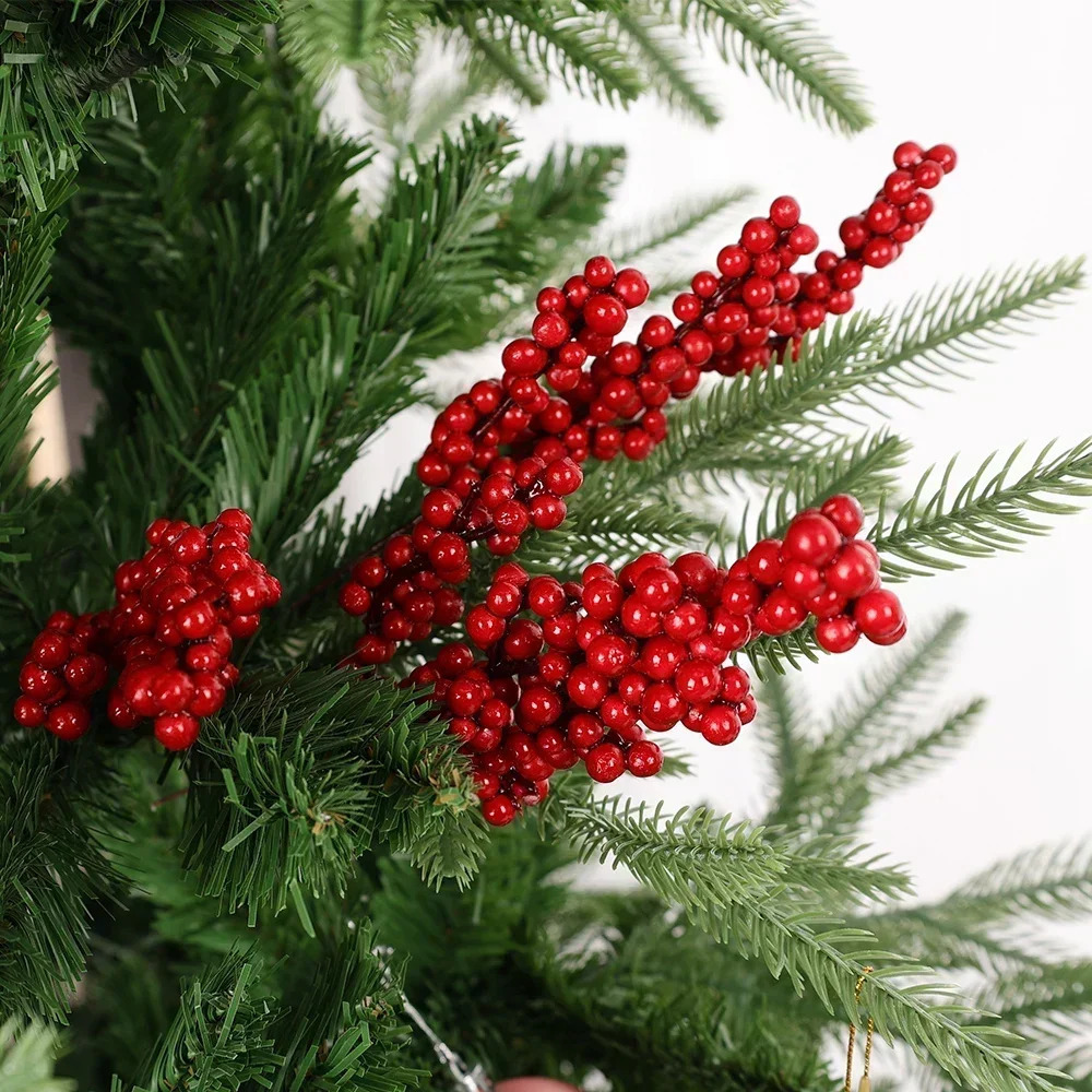 501branch Christmas Artificial Berries Stem Red Holly Berry Fake Flowers Plant for Xmas Tree Year Party Home Decor Ornament 260318BJ - view 4
