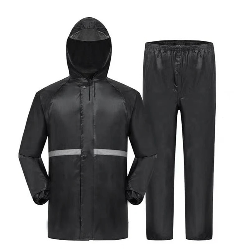 2pcs Hooded Coat Pant Rain Suit For Women Men Outdoor Waterproof Rain Gear With Reflective Strip Motocycle Riding Raincoat 260324