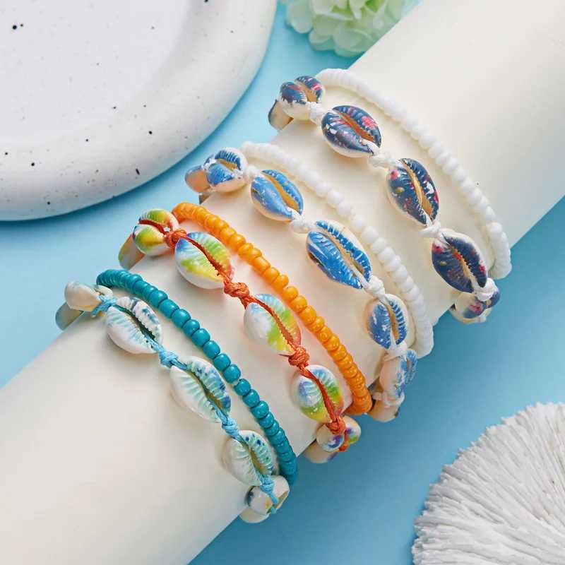 Bohemia Shell Anklet For Women Colorful Rice Beads Handmade Braided Rope On Leg Beach Barefoot Sandal Leg Chain Jewelry H260325 - view 6