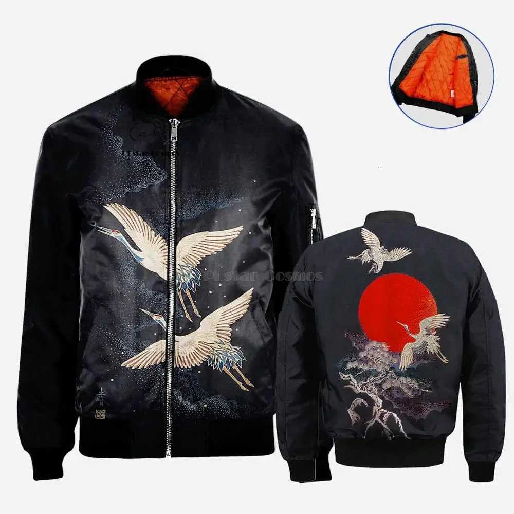 China Red-crowned crane art 3D Mens bomber jackets Hoodie Men Women New Fashion Zipper Hooded Long Sleeve Pullover Style C260325
