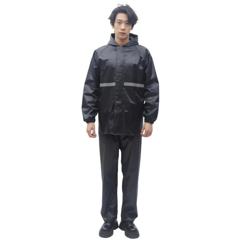 2pcs Hooded Coat Pant Rain Suit For Women Men Outdoor Waterproof Rain Gear With Reflective Strip Motocycle Riding Raincoat 260324 - view 3