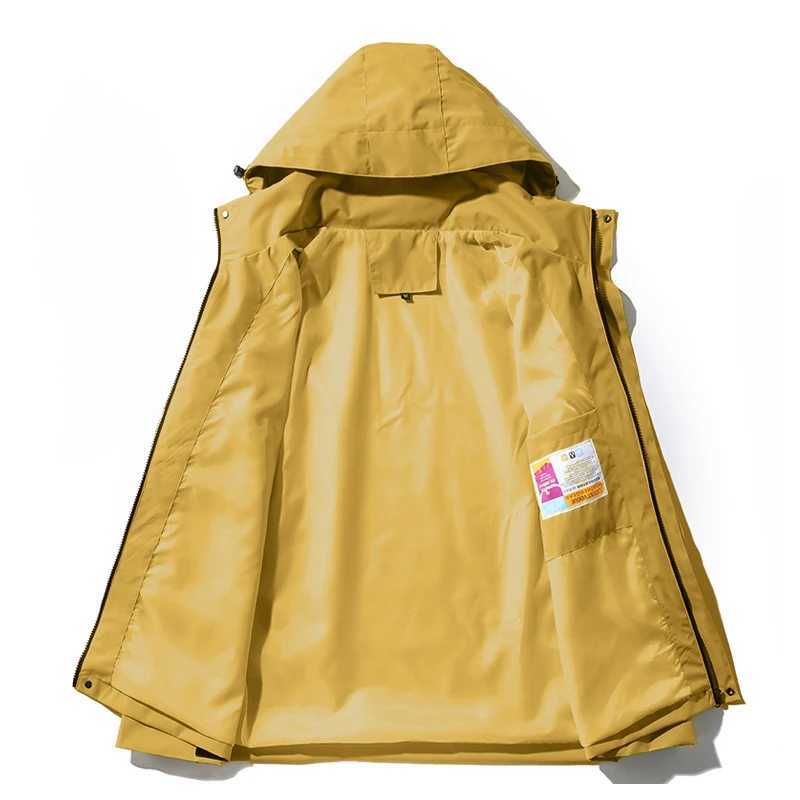 JNLN Unisex Waterproof Hiking With Detachable Hood Lightweight Windproof Coat Breathable Raincoat for Camping Climbing M260325