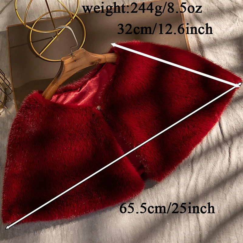 A Handmade Solid Color Polyester Faux Fur Womens Shawl for Winter Weddings and Parties Warm Decorative Cape 260325