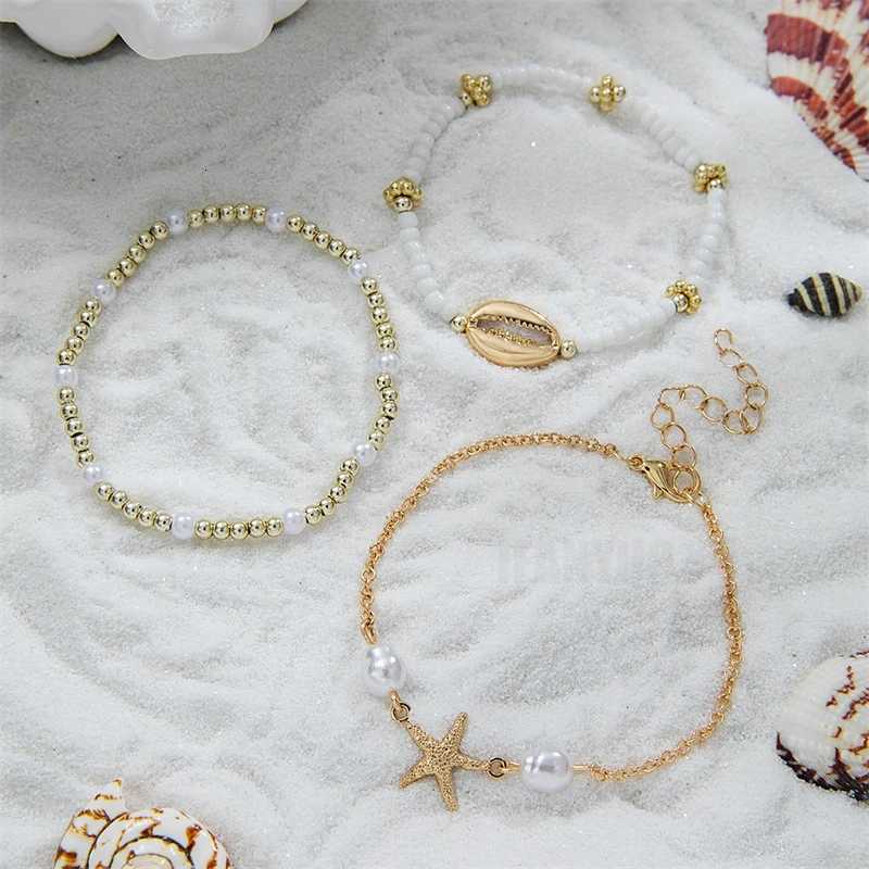 3Pcs Seaside Bohemian Starfish Shells Set for Women Gold White Color Rice Beads Summer Beach Jewelry Gifts H260325 - view 5