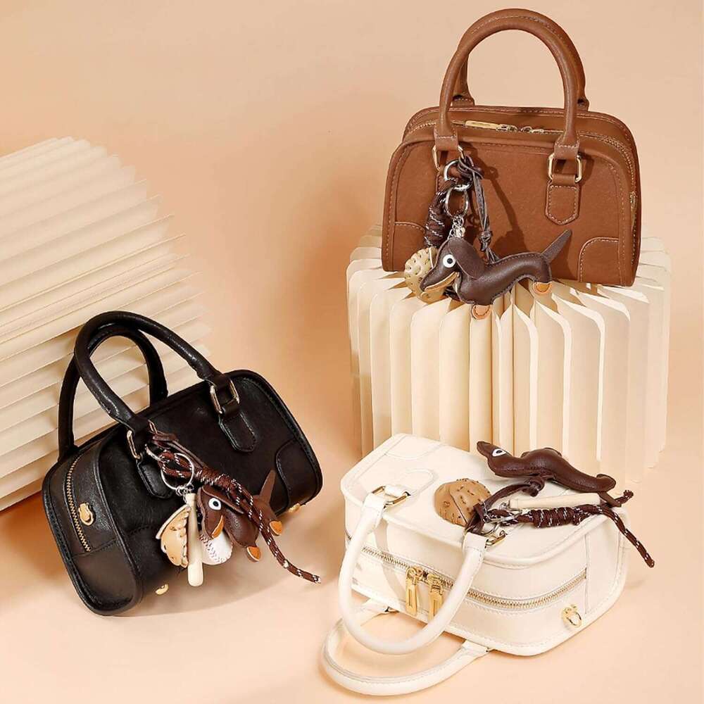 Leather Crossbody Purses for Women, Small Top Handle Cute Shoulder Bag with Pendant and Adjustable Strap