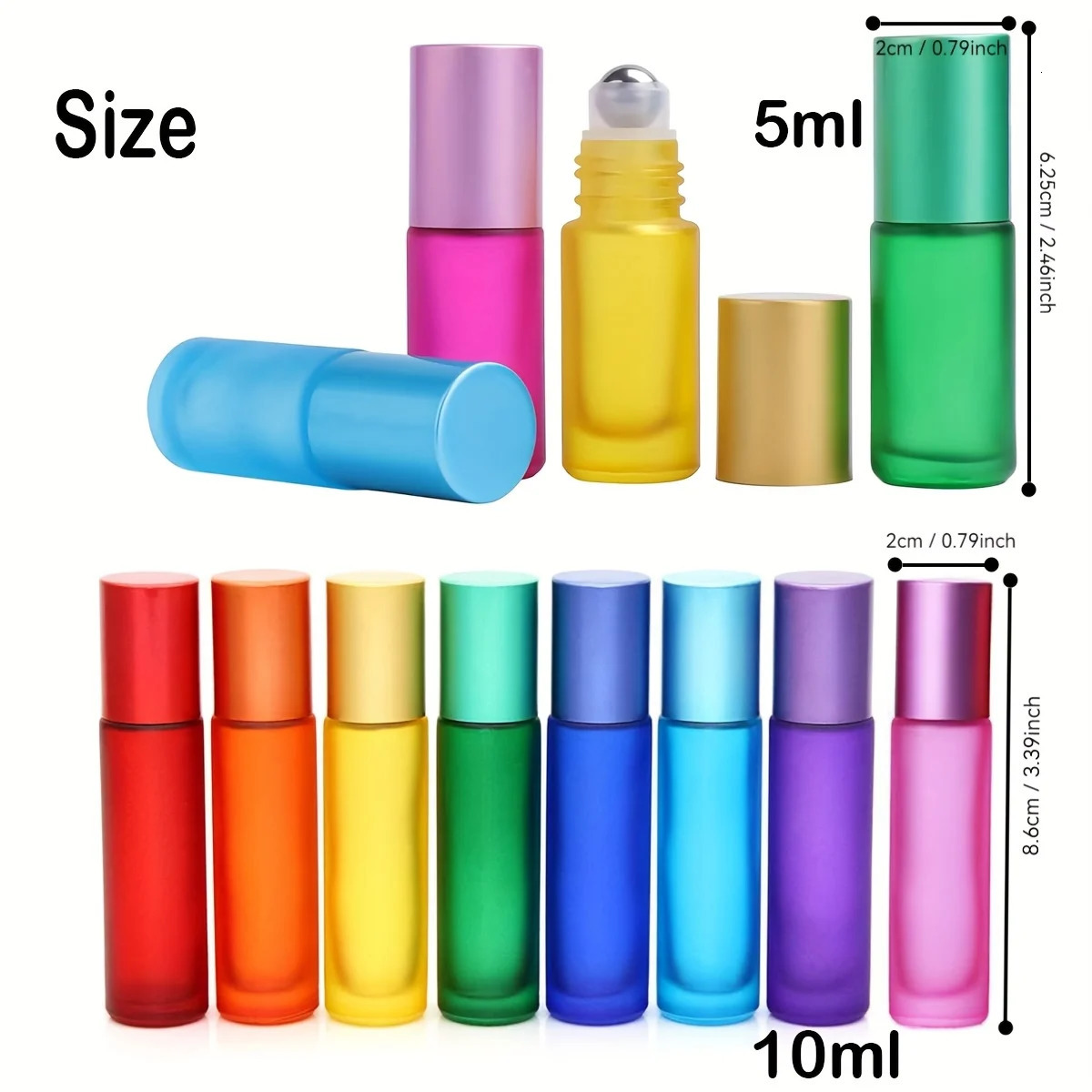 High-grade Colorful Frosted Roll on Bottles Thick Glass Massage Roller Bottles Tube Vials Containers for Essential Oils Aromrap 260318