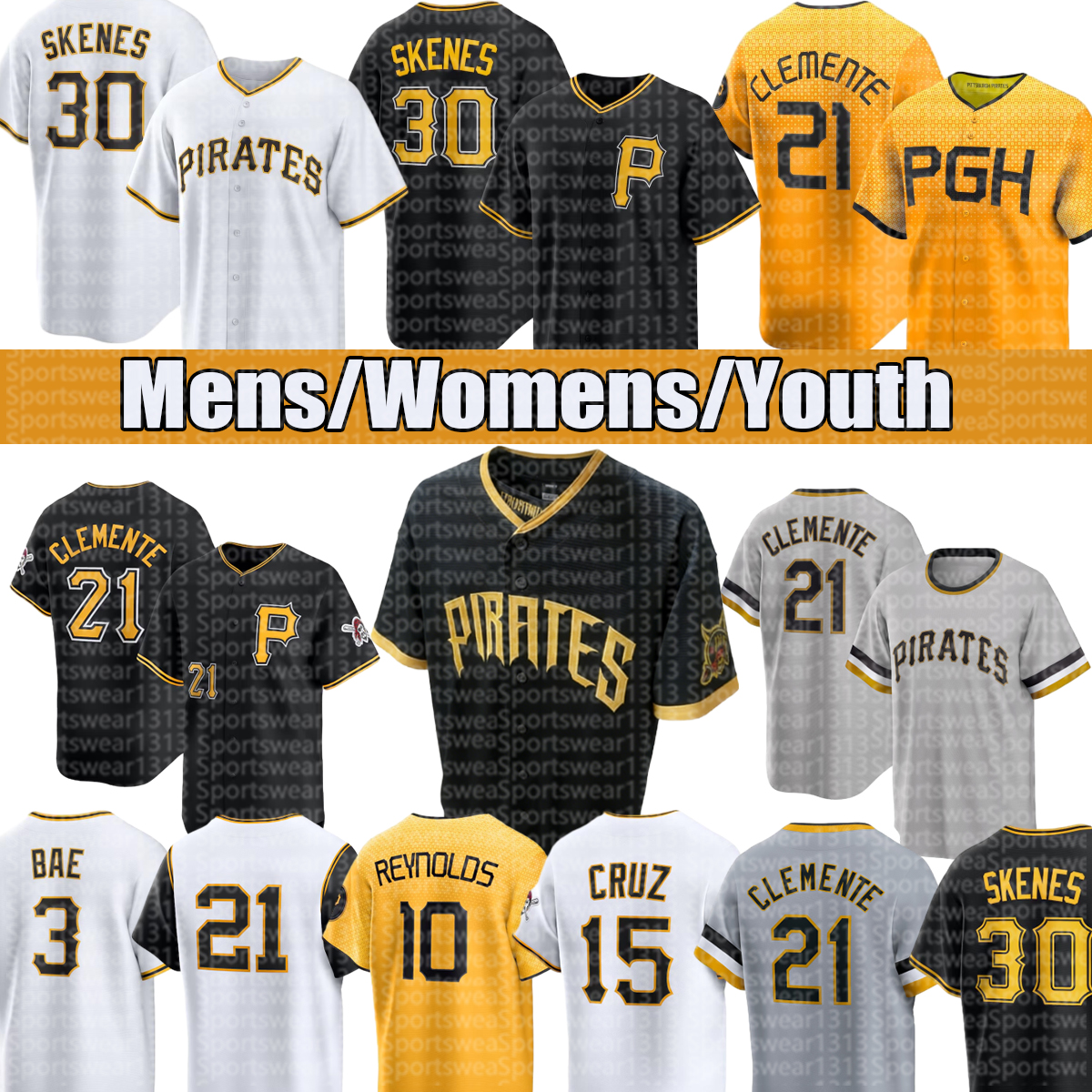 2026 Pittsburghcity Pirates Jersey #10 Reynolds #15 Cruz #13 Hayes #30 Skenes #23 Keller #22 McCutchen Baseball Jerseys