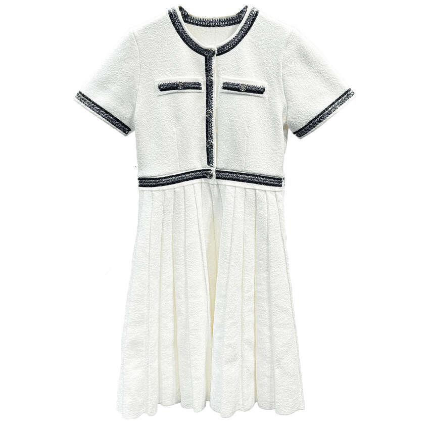 2026 Spring/Summer New Designer French Elegant Slimming Single breasted Knitted s4 Women's Dress